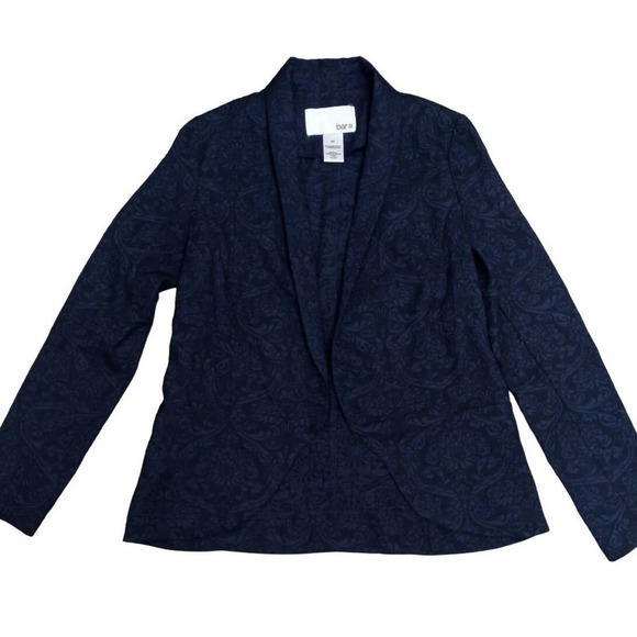 Bar III Jackets & Blazers - BAR III Womens Size S Dark Blue Damask Print Suit Jacket Blazer Work Office